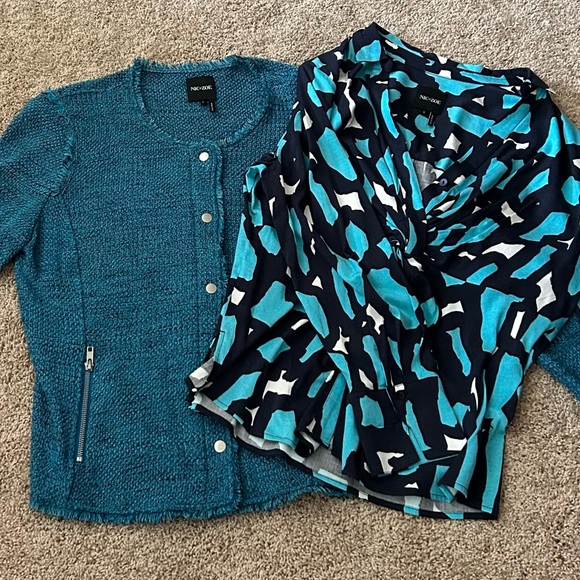 Worn Once NIC+ZOE Deserve It Fringe Detail Teal Bouclé Jacket - Picture 4 of 15